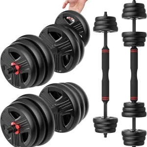 Adjustable Dumbbell Set (20-90lbs) - Converts to Barbell & Kettlebells for Home Gym