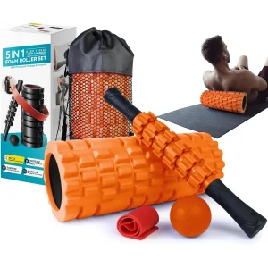 5 in 1 Foam Roller Set for Deep Tissue Muscle Massage, Trigger Point Fitness Exercise Foam Roller, Massage Roller, Massage Ball