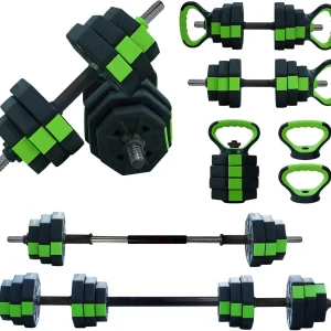 4-in -1 Adjustable Dumbbell Set with Iron Handle Used as Kettlebell