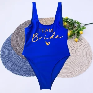 Women Bridal Bathing Suit Team Bride One-Piece Bachelorette Party Shower Hen Party Bridesmaid Swimsuit Girls Wedding Swimwear