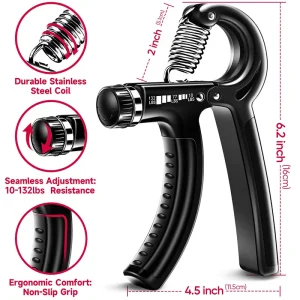 Adjustable Hand Gripper Kit (5-in-1) - Forearm & Finger Exercise, Stress Relief Ball, Portable Home Gym for Athletes