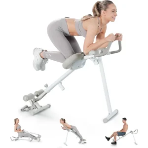 Ab Machine for Stomach Workout, 4-in-1 Exercise Equipment: Rowing Machine, Leg Press Machine, Ab Glider Machine, Roman Chair