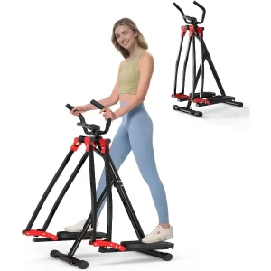Foldable Air Walker Elliptical Trainer with Aerobic Stepper for Home Workouts