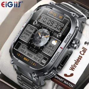 EIGIIS 2024 Smartwatch Men – 3ATM Waterproof, Compass & LED Flashlight